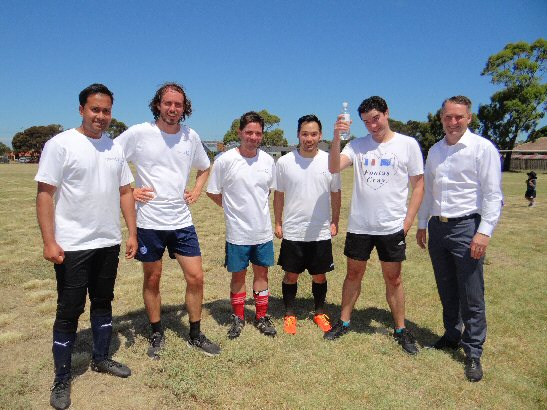 L-R Victors, Rabbi Al Muhit, James Smith, Anthony De Fanti, Ben Foo, Tim Watts MP and Damian Toohey